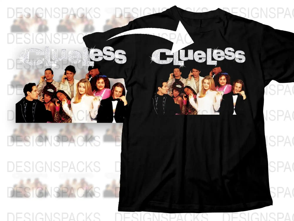 Clueless Movie Cast T-Shirt, Vintage 90s Film Graphic Tee, Retro Black Cotton Shirt, Unisex Fan Apparel