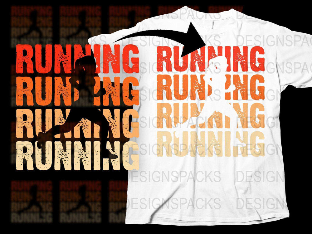 Running Inspired T-Shirt, Bold Text, Runner Silhouette, Athletic Graphic Tee, Unisex Sports Apparel