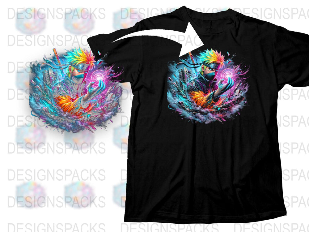 Neon Phoenix Design T-Shirt, Colorful Mythical Bird Graphic Tee, Unisex Vibrant Fashion Top