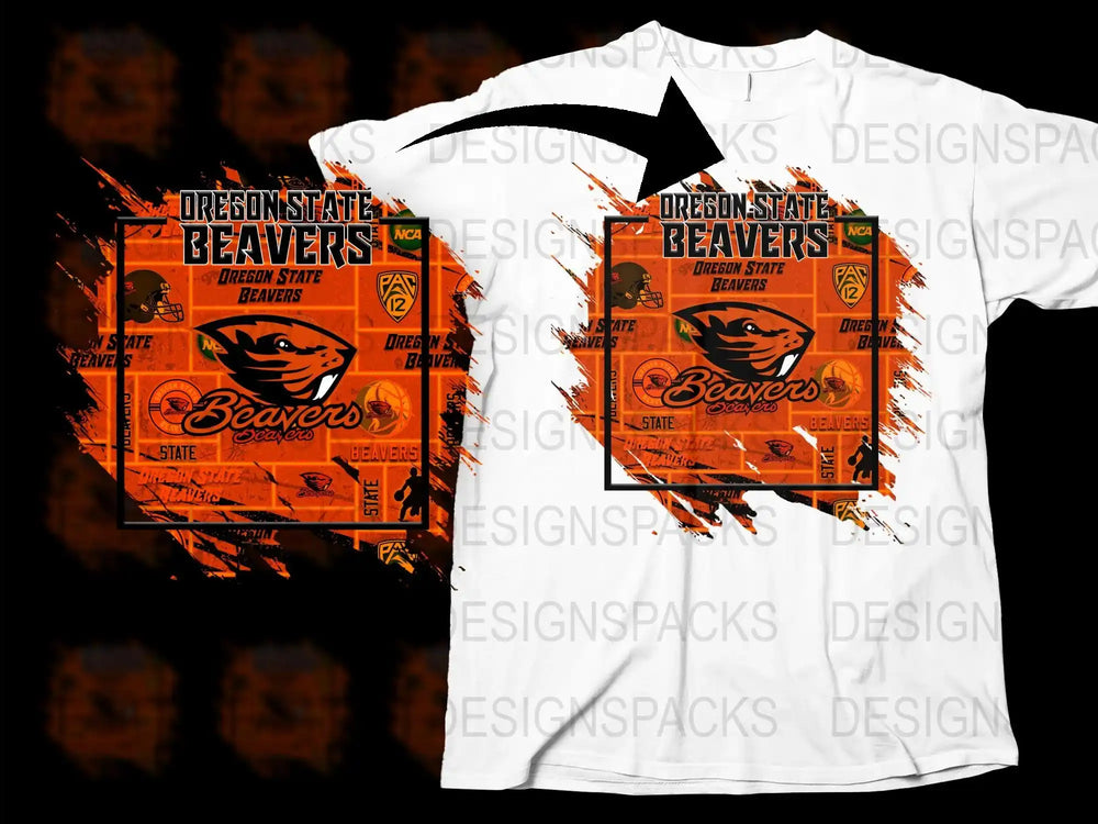 Oregon State Beavers T-Shirt, College Sports Team Graphic Tee, Orange and White Design