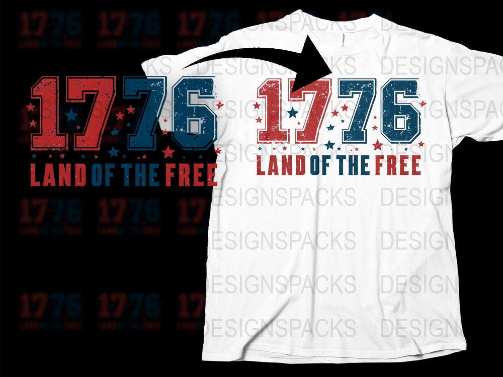 Patriotic 1776 T-Shirt, Land of the Free, American Flag Colors, Independence Day Apparel, Unisex