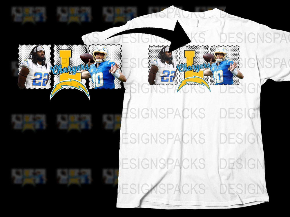 Los Angeles Chargers Fan T-Shirt, Custom Football Player Graphics, Team Spirit Sports Apparel