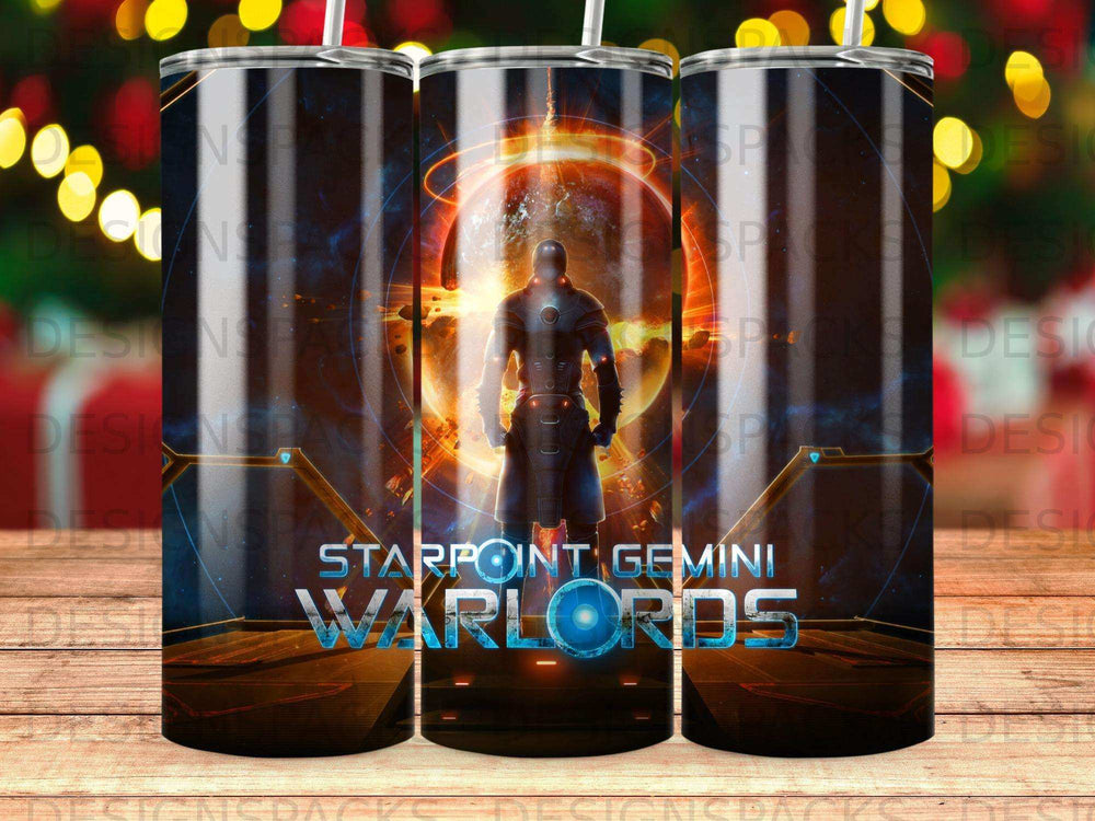 Starpoint Gemini Warlords video game logo on a tumbler.