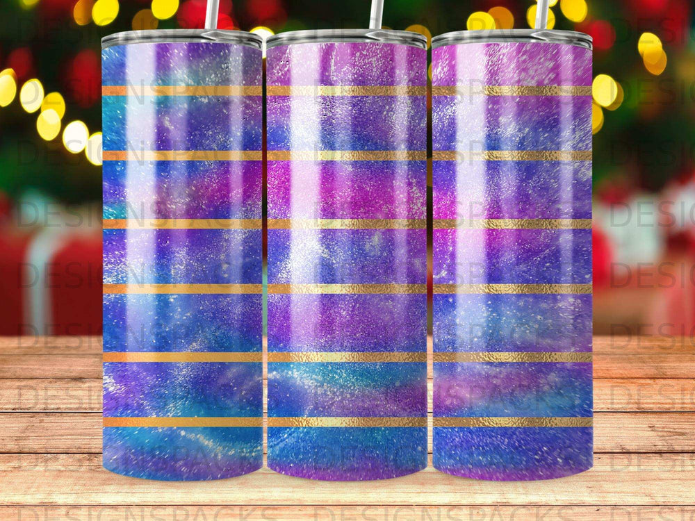 Blue Purple Pink Glitter Gold Stripes Tumbler product type