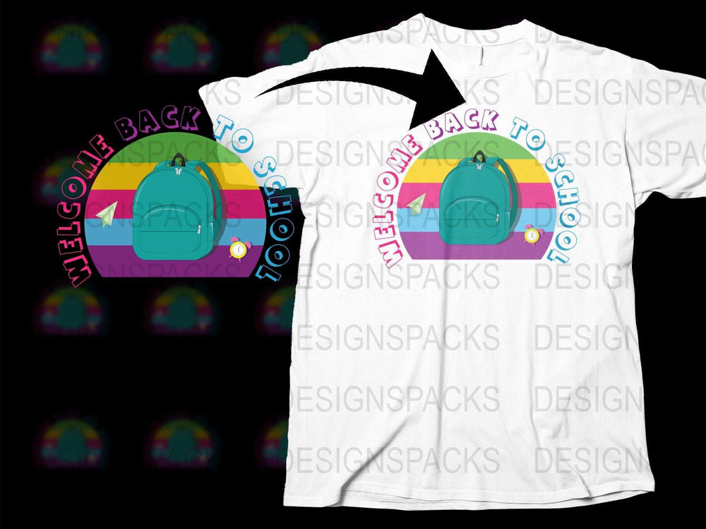 Welcome Back to School T-Shirt, Colorful Backpack Design, Kids School Tee, Unisex Shirt for Students