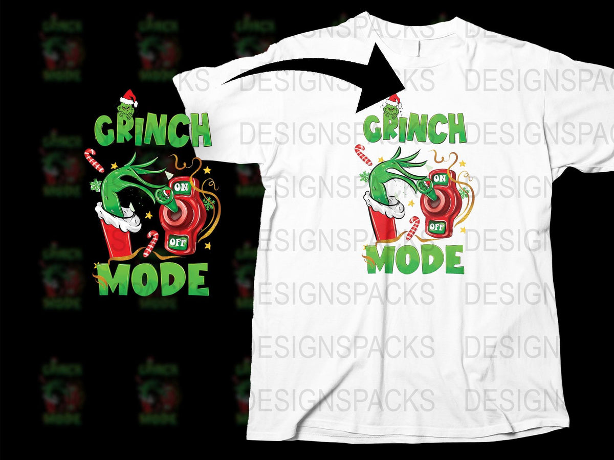 Grinch Mode Christmas T-Shirt, Funny Holiday Tee, Festive Xmas Shirt, Whimsical Winter Apparel, Unisex Gift Idea