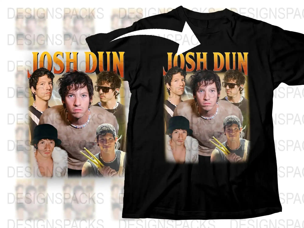 Josh Dun Graphic T-Shirt, Band Drummer Photo Collage Tee, Unisex Music Fan Apparel