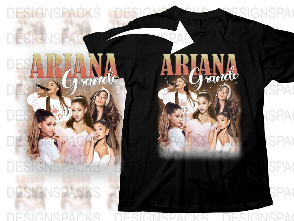 Ariana Grande Fan T-Shirt, Multiple Poses Graphic Tee, Pop Star Merch, Black Shirt