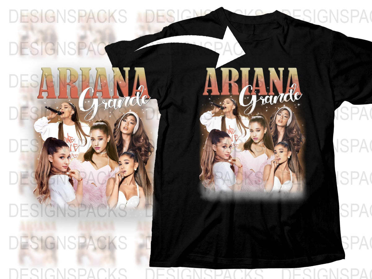 Ariana Grande Fan T-Shirt, Multiple Poses Graphic Tee, Pop Star Merch, Black Shirt
