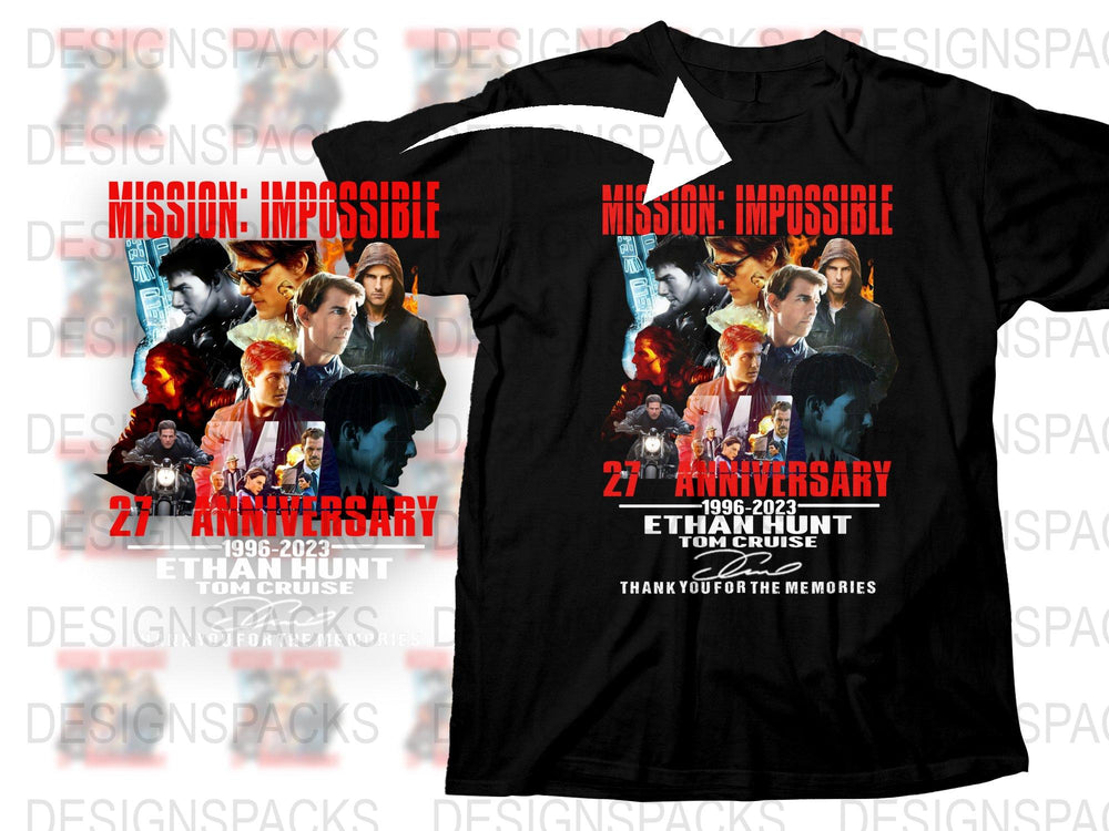 Mission Impossible 27th Anniversary T-Shirt, Ethan Hunt, Tom Cruise, 1996-2023 Collector's Tee