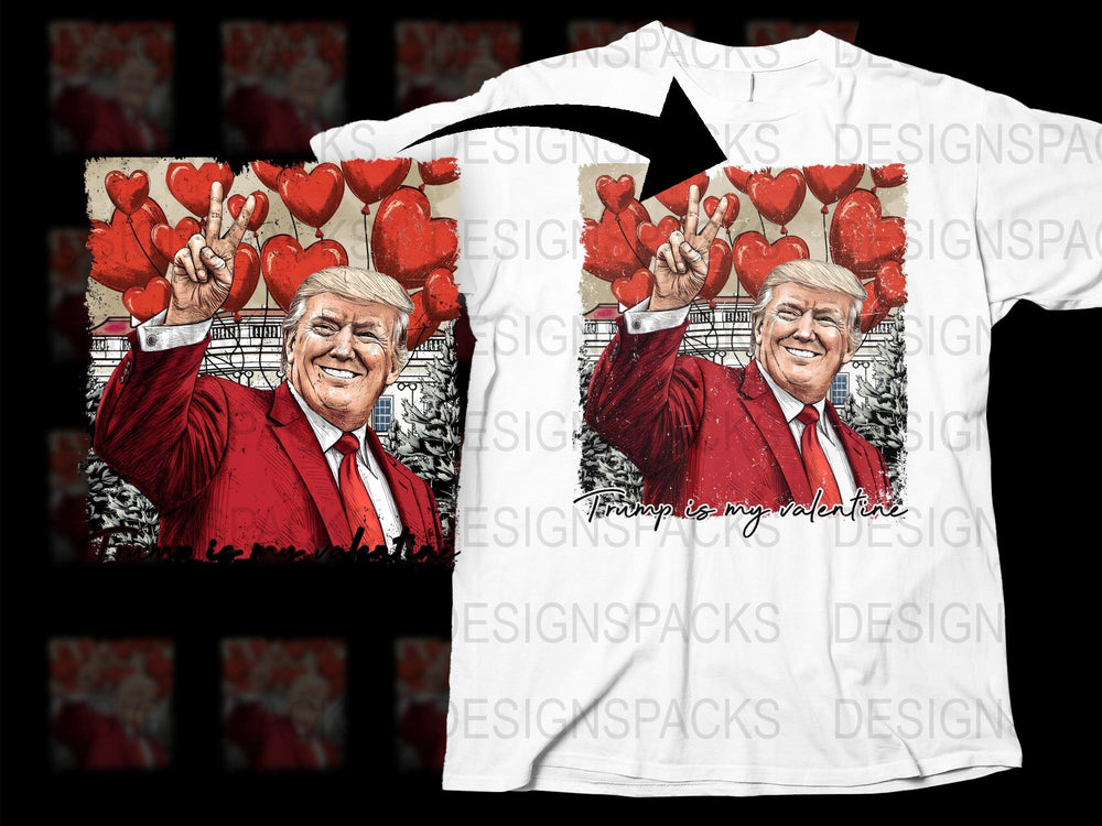 Donald Trump Valentine's Day T-Shirt, Heart Gesture Graphic Tee, Red Jacket, USA Politics, Collectible Memorabilia