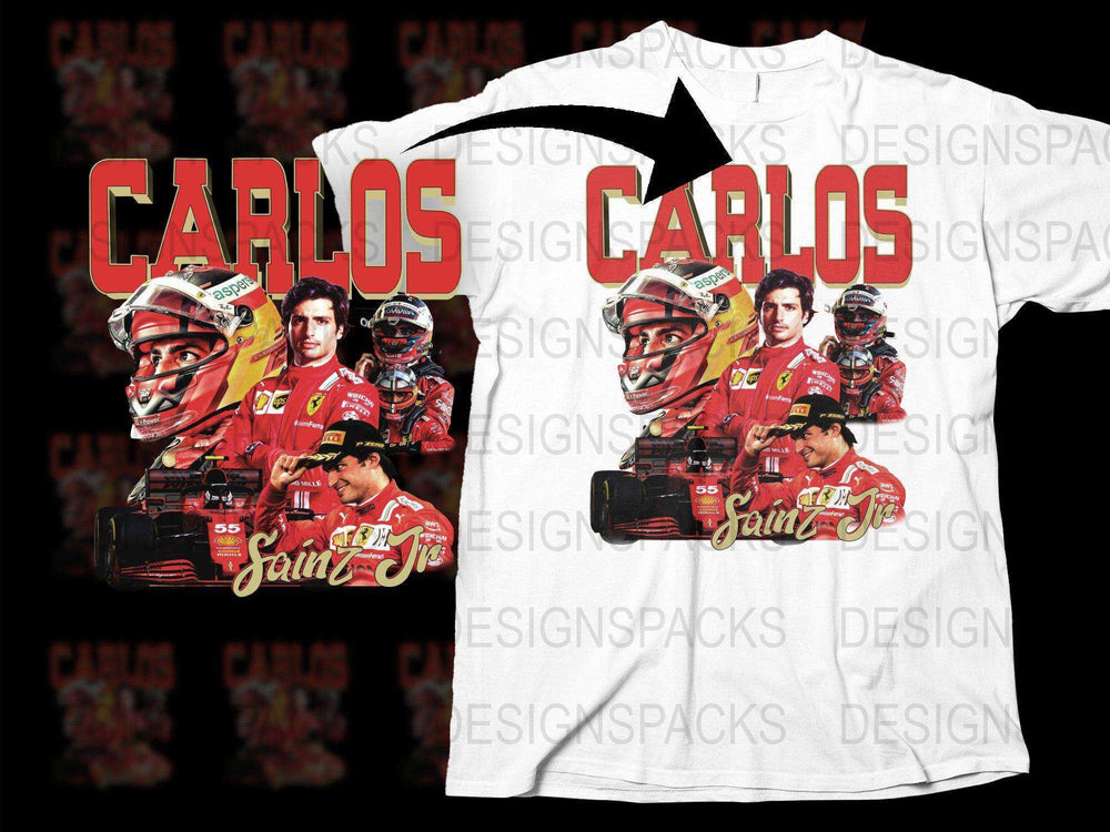 Carlos Sainz F1 Racing Graphic T-Shirt, Motorsport Fan Apparel, Race Car Driver Tee, Unique Sports Gift