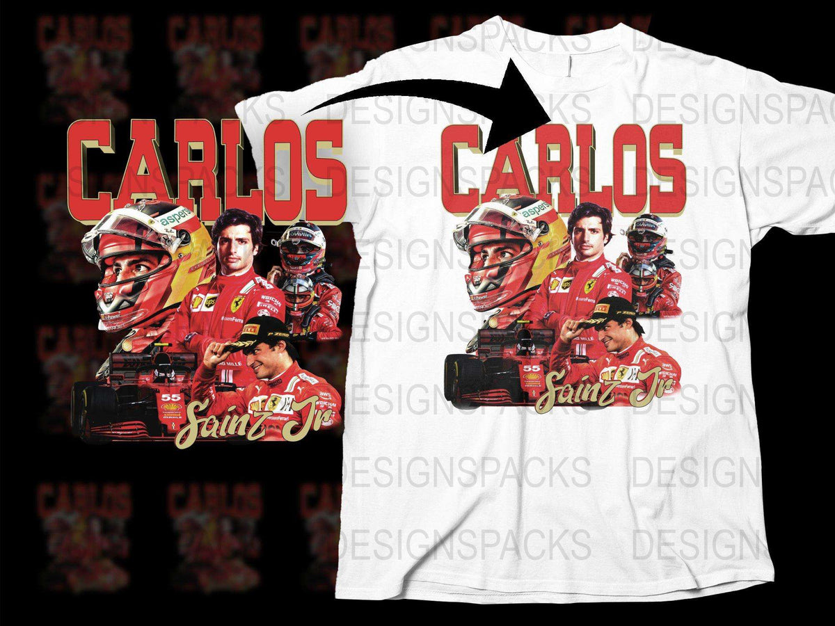 Carlos Sainz F1 Racing Graphic T-Shirt, Motorsport Fan Apparel, Race Car Driver Tee, Unique Sports Gift