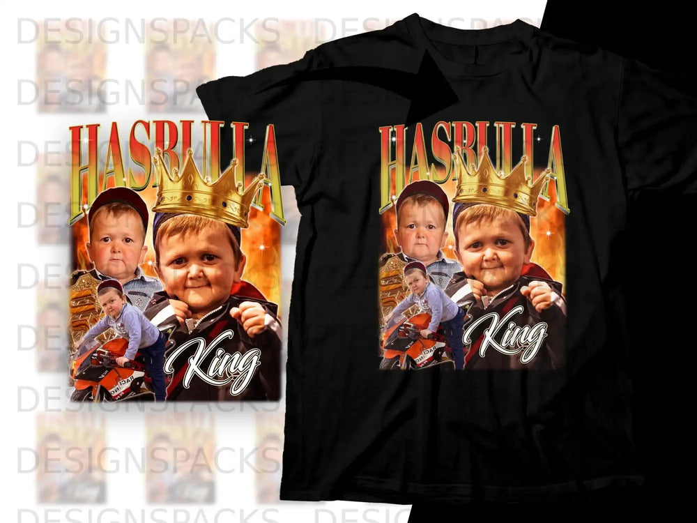 Black t-shirt featuring Hasbulla Magomedov's face with "King" text.