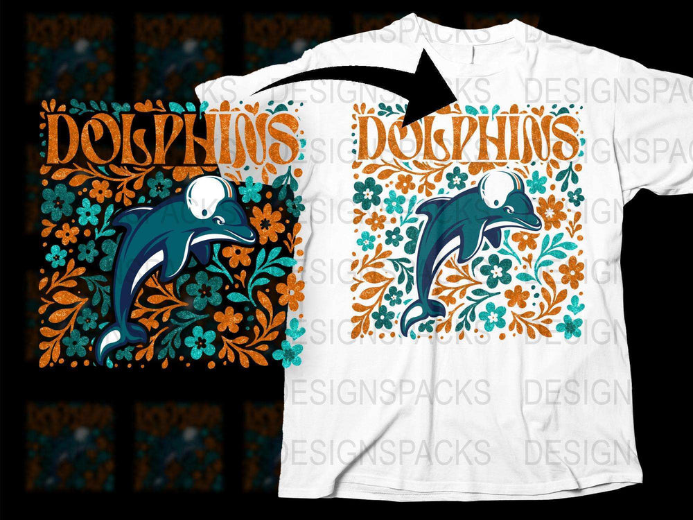 Dolphin T-Shirt with Floral Design, Graphic Tees for Summer, Ocean Animal Print Shirt, Nature Inspired Apparel for All Ages
