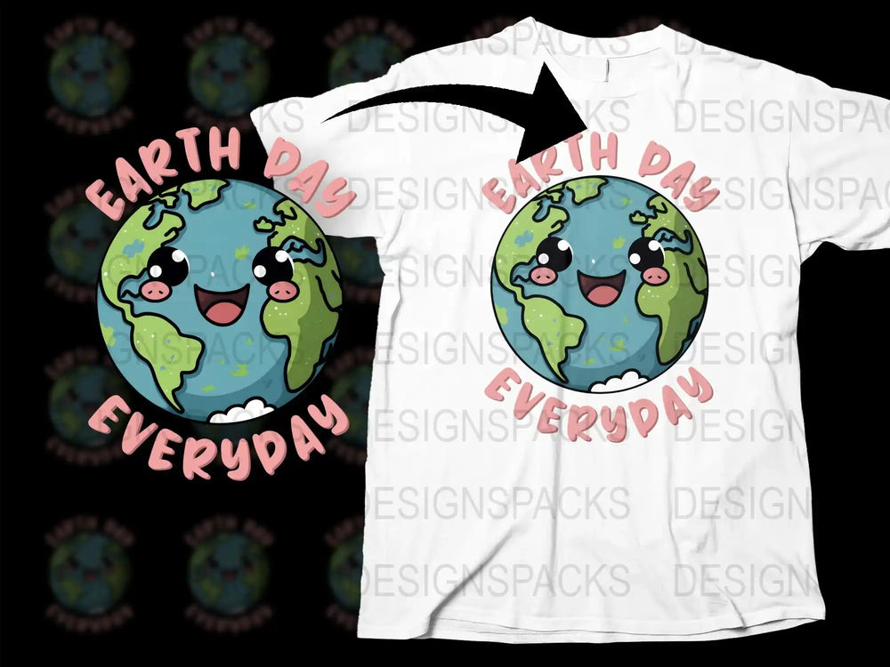 Earth Day Everyday Cute Planet Tee, Eco-Friendly Graphic T-Shirt, Environmental Awareness Apparel, Unisex Earth Design Shirt