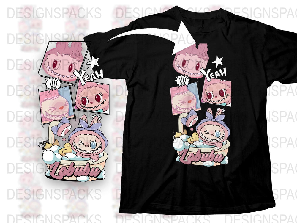 Anime Inspired Cute Character T-Shirt, Kawaii Graphic Tee, Pink Bunny Design, Manga Style Shirt for Teens and Adults