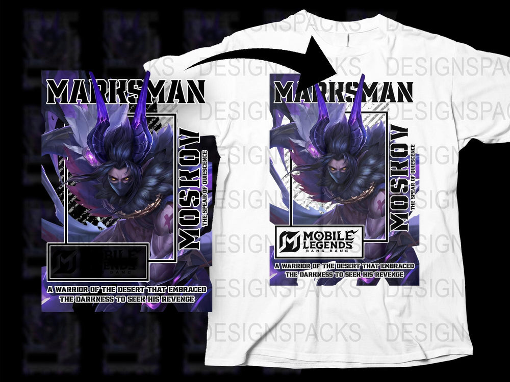 Mobile Legends Martis Man T-Shirt, Warrior Graphic Tee, Gamer Clothing, Purple Fantasy Character Shirt