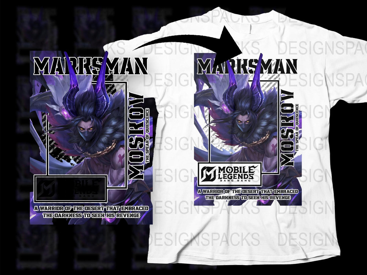 Mobile Legends Martis Man T-Shirt, Warrior Graphic Tee, Gamer Clothing, Purple Fantasy Character Shirt