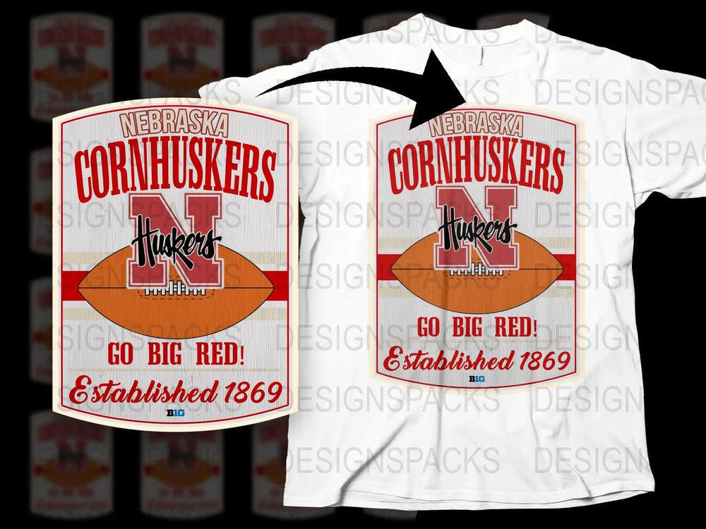 Nebraska Cornhuskers T-Shirt, Go Big Red, Football Fan Shirt, Vintage Style, Established 1869 Graphic Tee