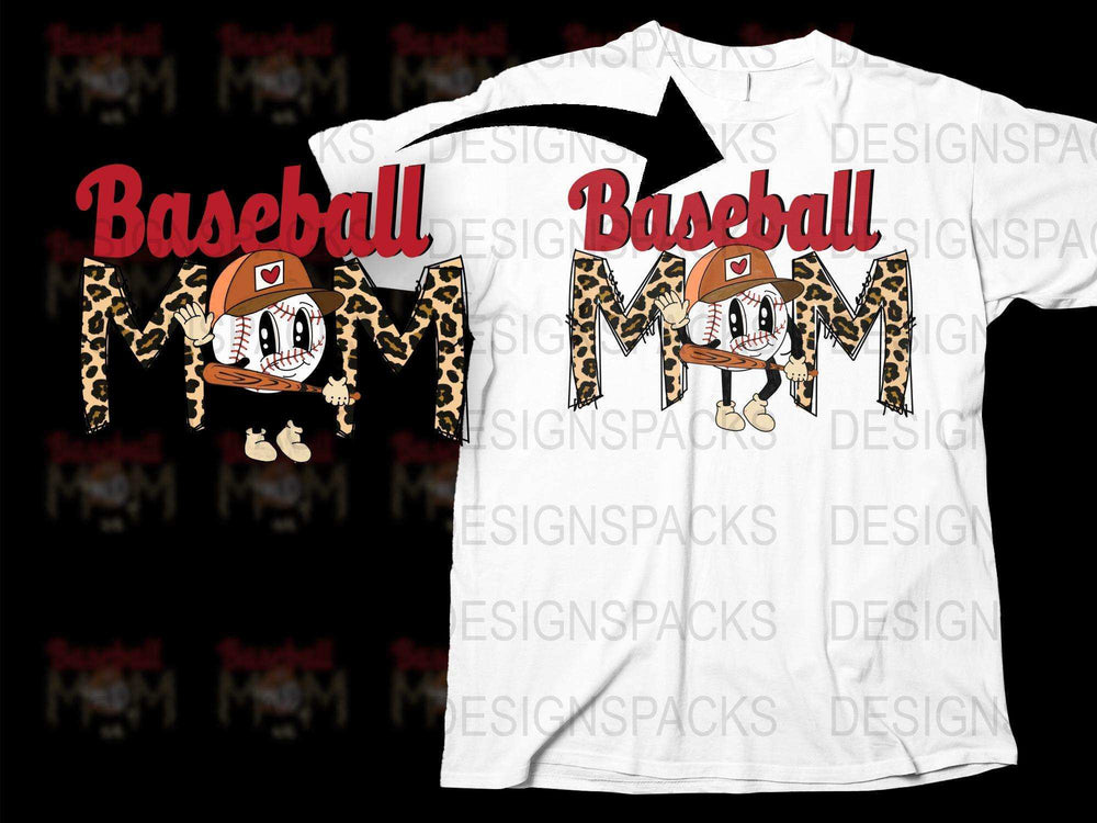 Baseball Mom T-Shirt Leopard Print, Funny Sports Mom Graphic Tee, Casual Summer Top for Women