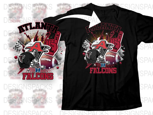 Atlanta Falcons Themed T-Shirt, Football Graphic Tee, Sports Fan Apparel, Black Cotton Shirt