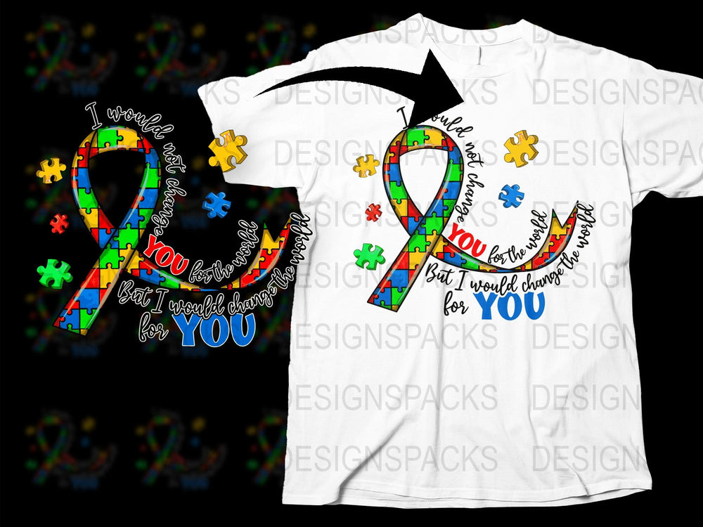 Autism Awareness T-Shirt Colorful Puzzle Pieces Supportive Message Unisex Tee