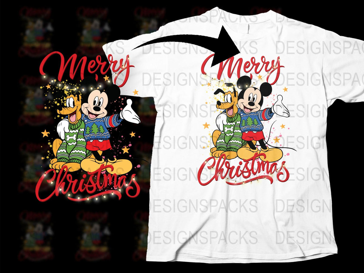 Festive Mickey Mouse T-Shirt, Merry Christmas Disney Holiday Apparel, Unisex Adult and Kids Sizes