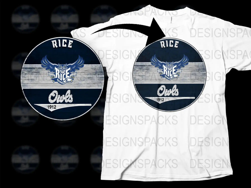 Vintage Rice Owls T-Shirt - Distressed Logo, College Team Apparel, Retro Sports Tee, 1912 Design, Unisex Fashion