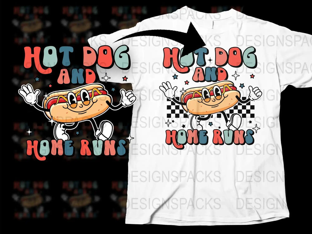 Hot Dog and Home Runs T-Shirt, Funny Baseball Graphic Tee, Casual Sporty Shirt for Summer