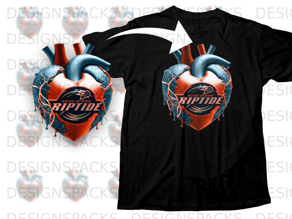 New York Riptide Heart Design Custom Graphic Shirt