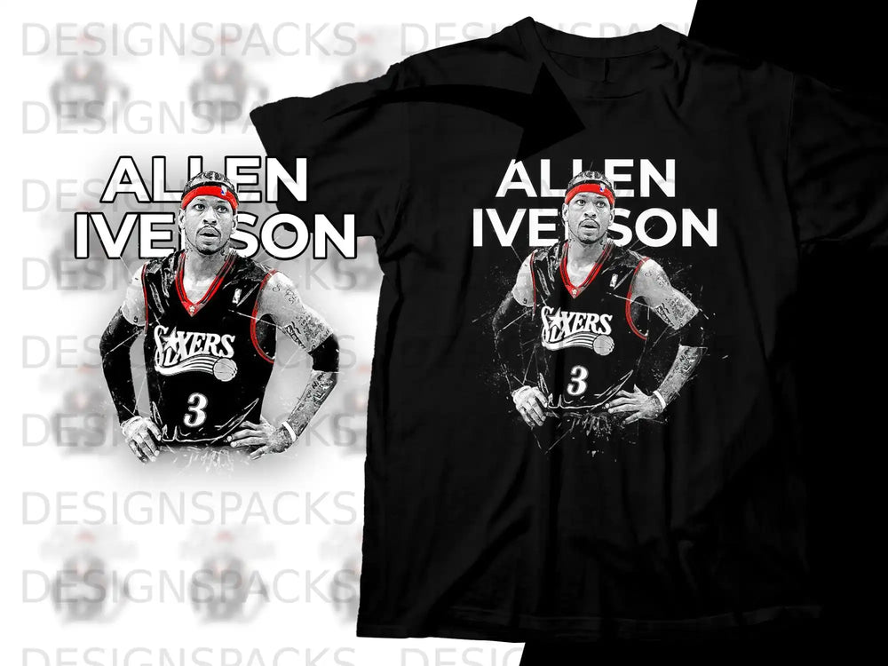 Allen Iverson in Philadelphia 76ers uniform with "3" on chest.