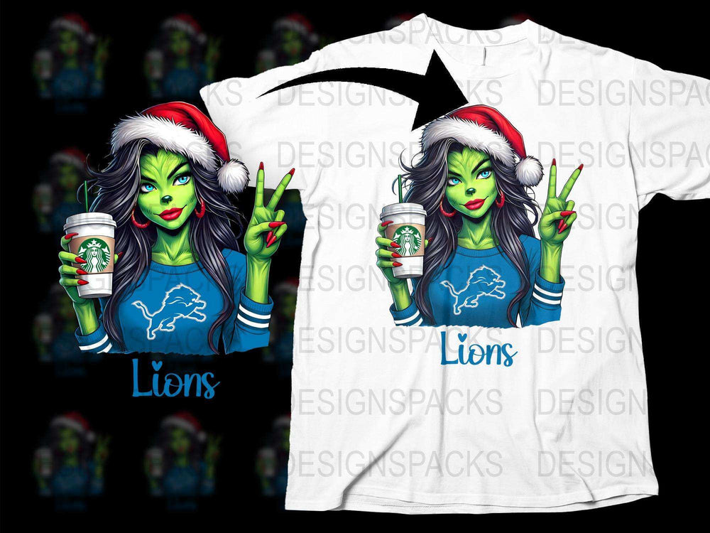 Festive Christmas Shirt, Holiday Graphic Tee, Lion Mascot, Fan Apparel, Women's Coffee Lover T-Shirt, Quirky Style