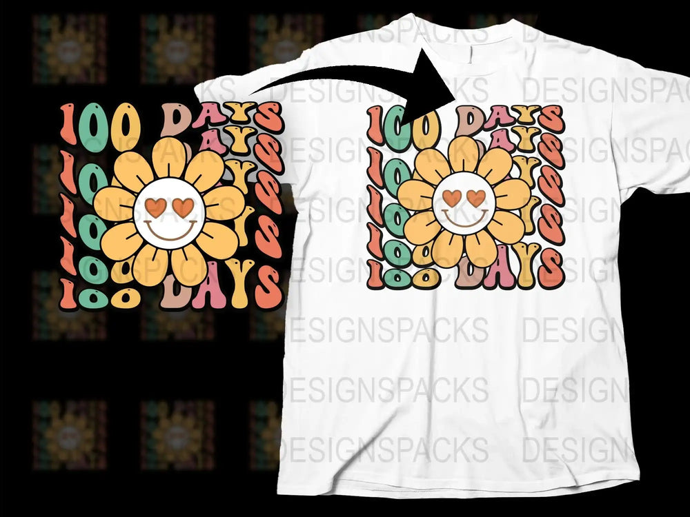 100 Days of School T-Shirt, Colorful Teacher Tee, Kids Celebration Shirt, Vibrant Floral Graphic