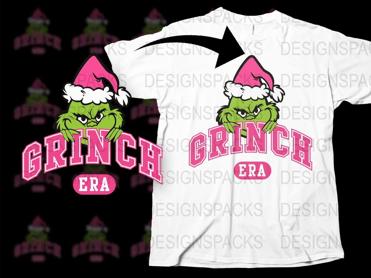 Grinch Era Christmas T-Shirt, Funny Holiday Santa Hat Graphic Tee, Festive Winter Apparel for Adults