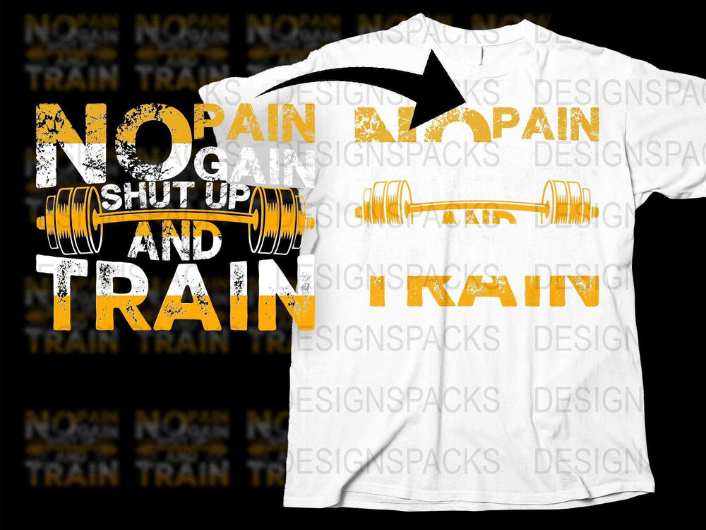 No Pain No Gain Workout T-Shirt, Motivational Gym Tee, Fitness Apparel, Weightlifting Shirt, Bold Graphic Design, Unisex Clothing