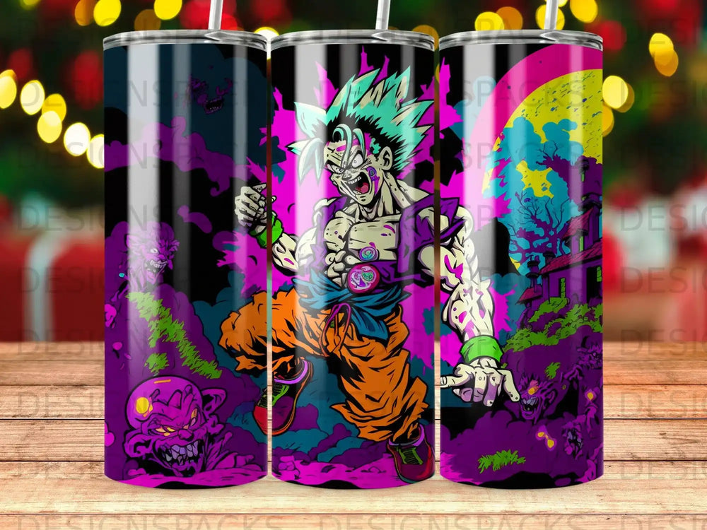 Dragon Ball Z character Goku in anime style, running with power, against a zombie-like background.