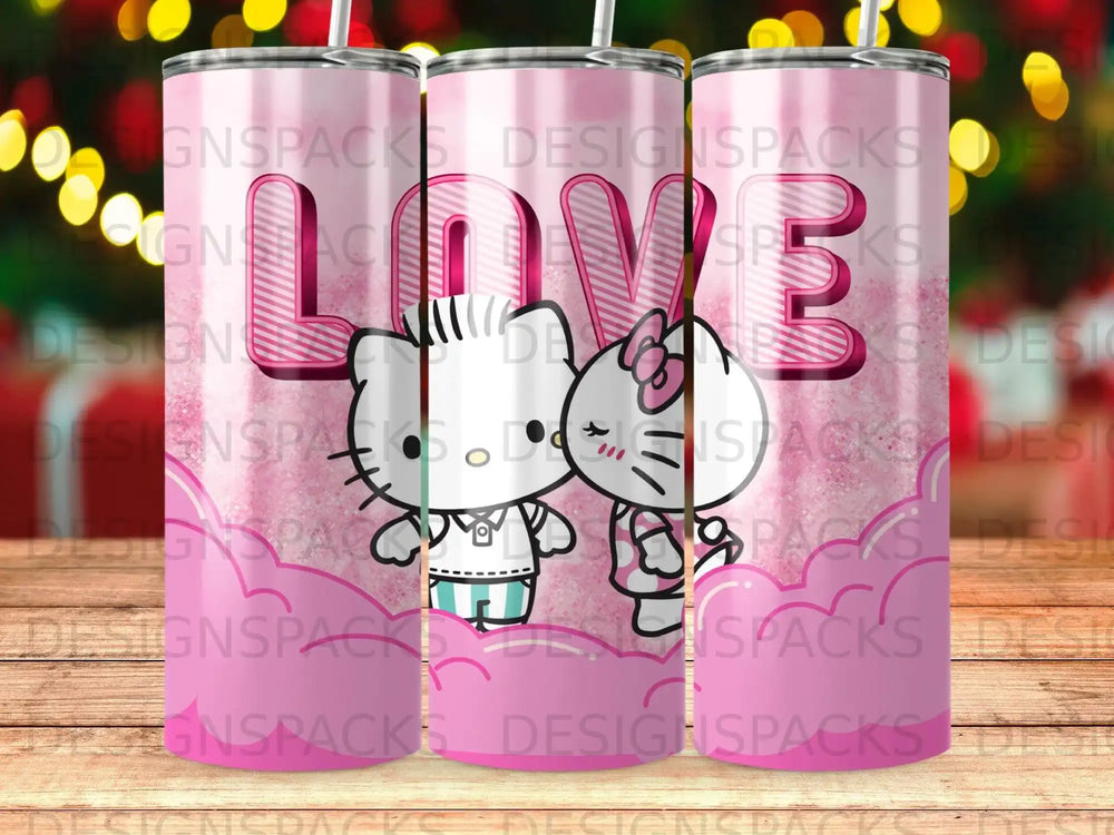 Pink Love Cute Character Couple Tumbler product type