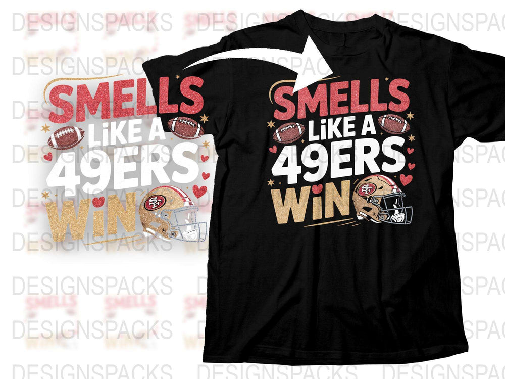 San Francisco 49ers T-Shirt, Smells Like a Win Graphic Tee, Vintage Football Design, Sports Fan Gift Idea, Unisex Black Shirt