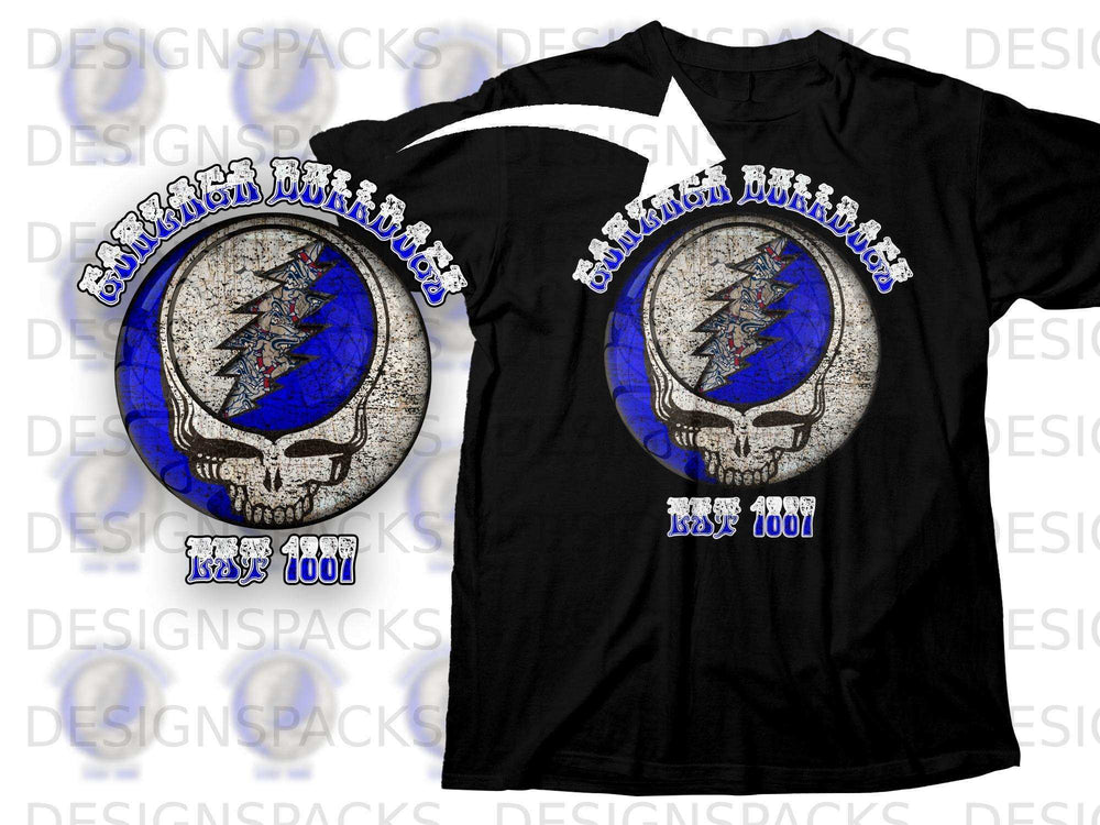 Grateful Bulldogs 1901 Skull and Lightning Bolt T-Shirt