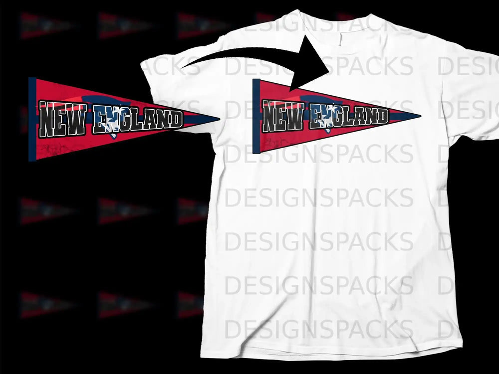 New England Graphic Design on White Tee Shirt