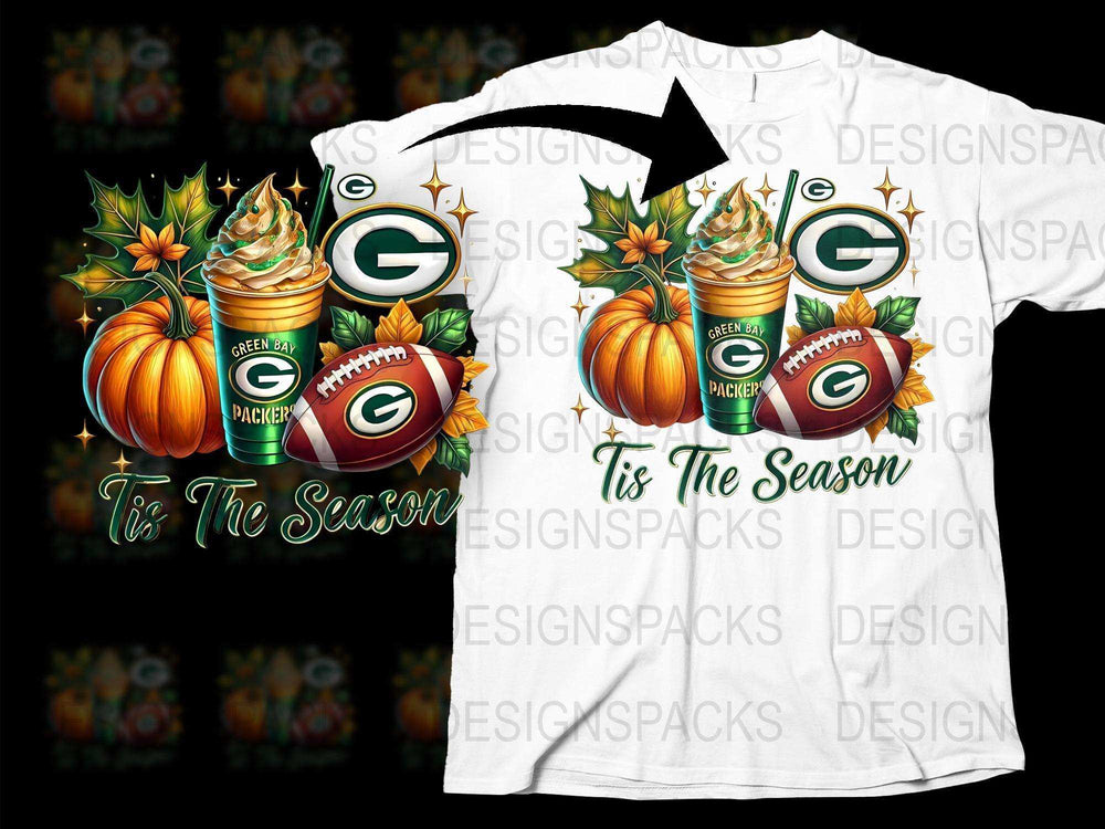 Green Bay Football T-Shirt, Fall Pumpkin Design, Sports Fan Apparel, 'Tis The Season, Gift Idea