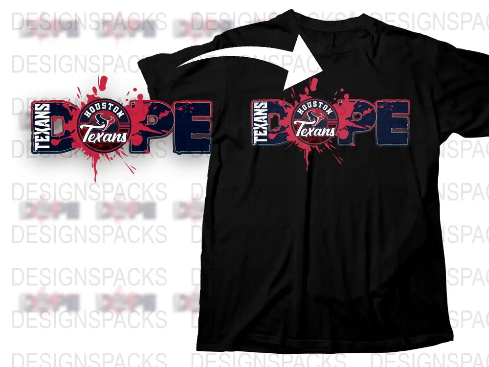 Houston Texans T-Shirt, Black Cotton Tee, Sports Fan Apparel, NFL Team Gear, Graphic Print Shirt
