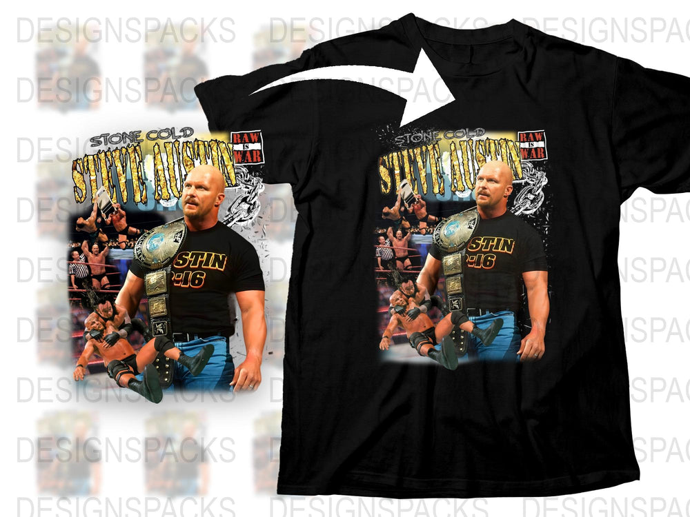 Stone Cold Steve Austin T-Shirt, WWE Wrestling Champion Graphic Tee, Vintage Style Cotton Shirt