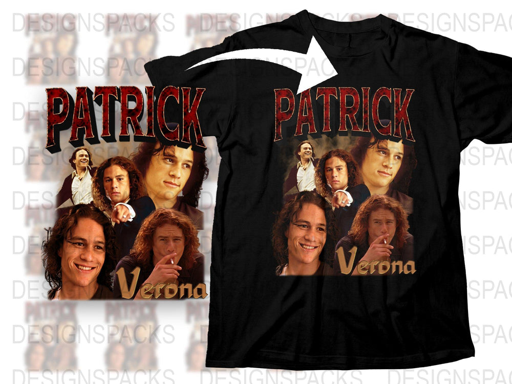 Patrick Verona Inspired T-Shirt, Vintage Movie Graphic Tee, 90s Film Character, Unisex Fashion Clothing