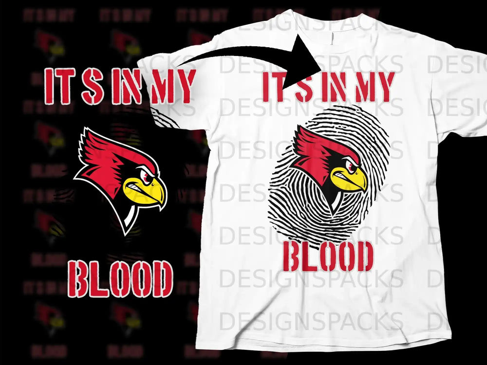 It's In My Blood Cardinal Bird Design T-Shirt