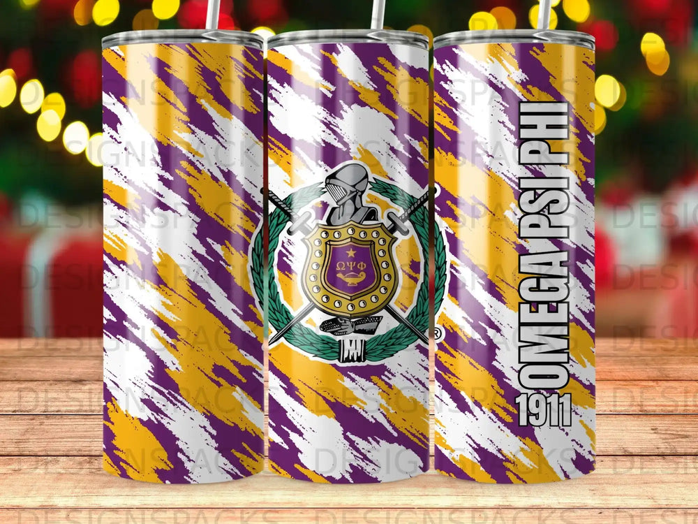 Omega Psi Phi 1911 Purple Gold White Brush Stroke Crest product type
