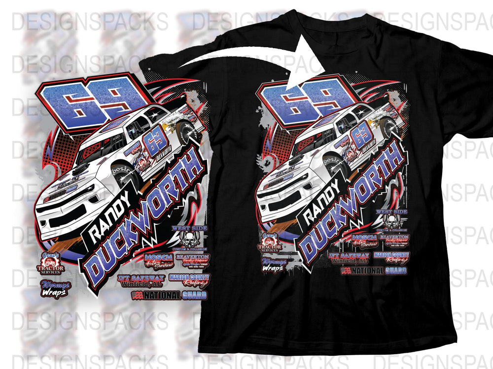 Randy Deucworth Racing Graphic T-Shirt, Motorsport Tee, Car Racing Fan Apparel, Casual Wear, Sports Design Shirt, Number 69