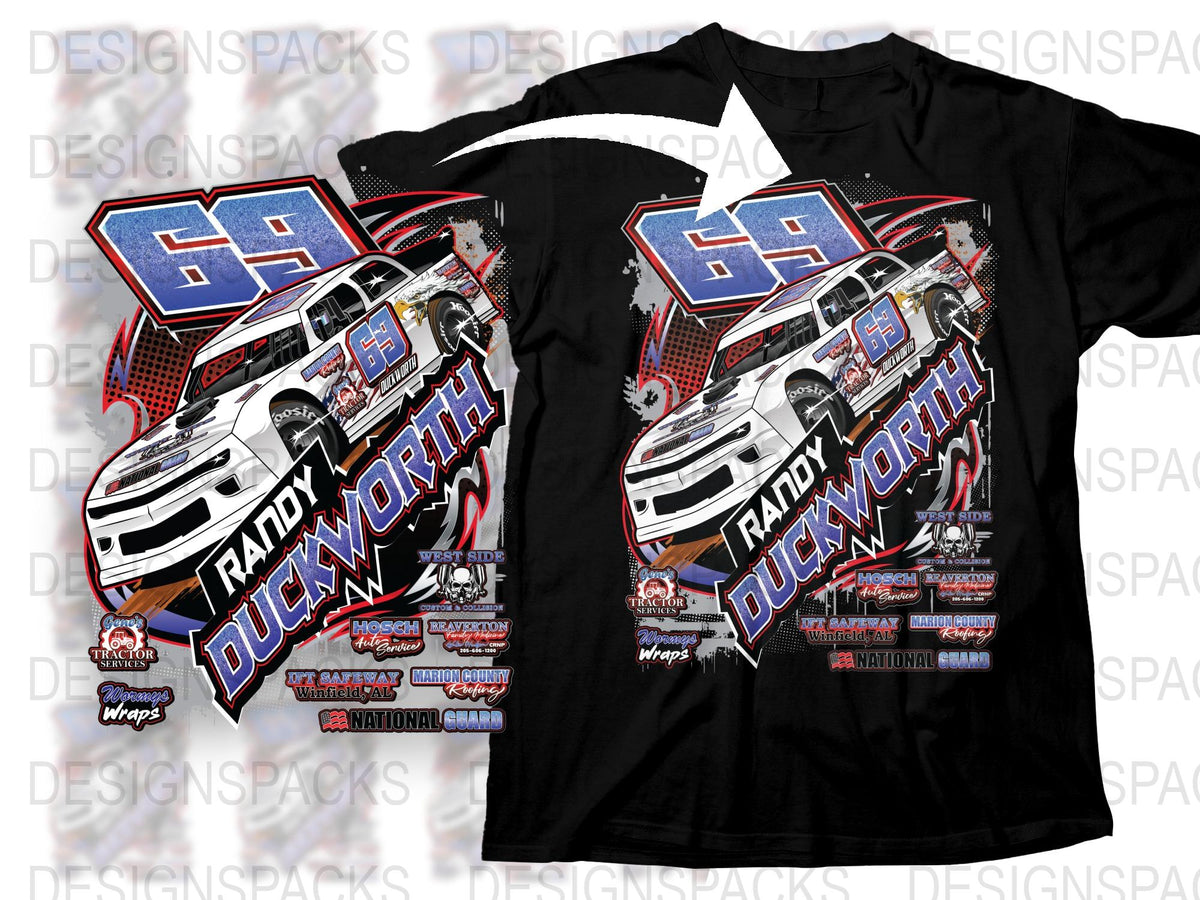 Randy Deucworth Racing Graphic T-Shirt, Motorsport Tee, Car Racing Fan Apparel, Casual Wear, Sports Design Shirt, Number 69