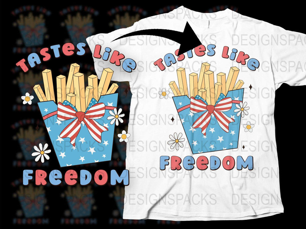 Patriotic French Fries T-Shirt, Tastes Like Freedom Tee, 4th of July Celebration Shirt, USA Flag Colors, Unisex Top